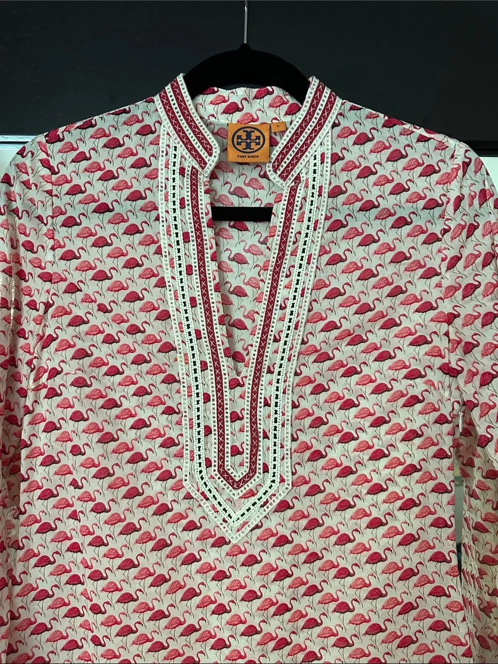 Tory Burch Pink & White Flamingo-Print Tunic
